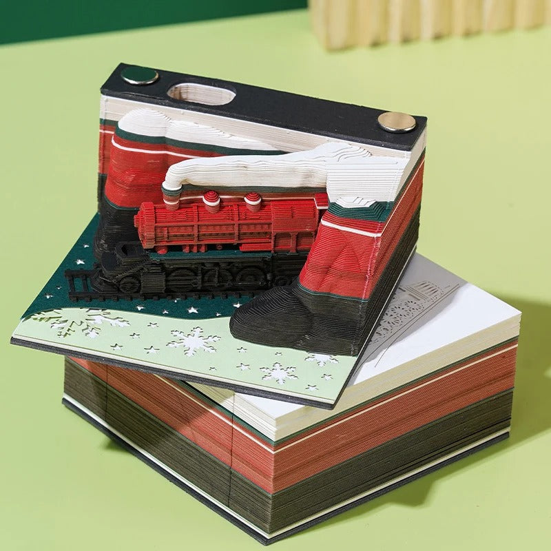 3D Creative Three-dimensional Paper Carving Qingshui Temple Sticky Notes