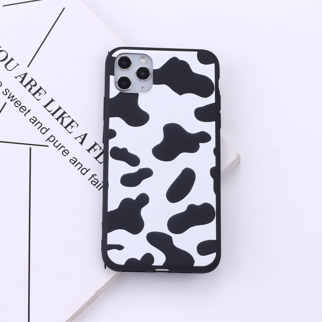 Black bordure vache taches téléphone mobile soft coquillage peinture
