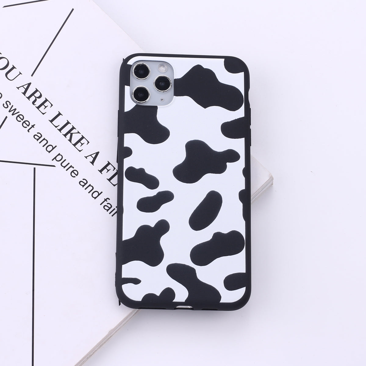 Black bordure vache taches téléphone mobile soft coquillage peinture