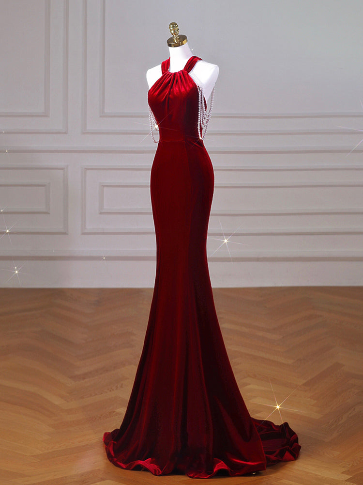 Velvet Fish Tail Cocktail Robe de mariée Engagement