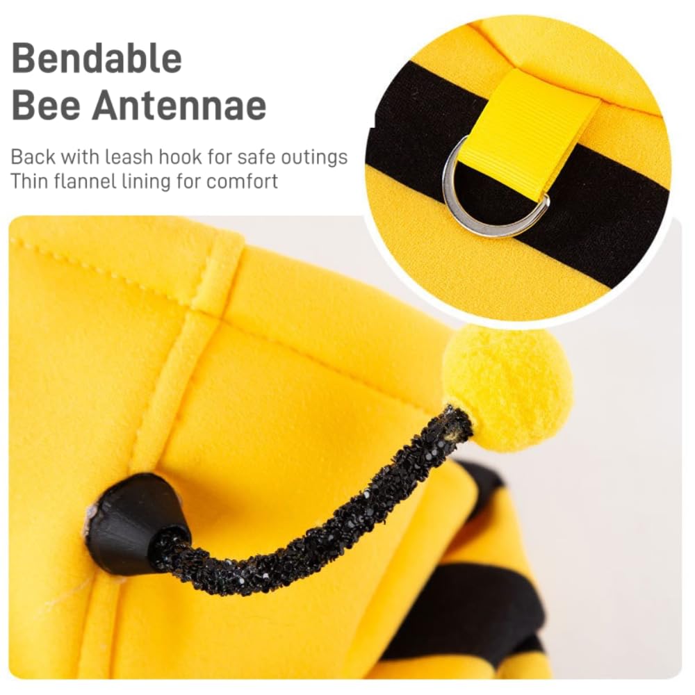 Costume d'abeille de chat mignon - Vêtements d'Halloween pour animaux Bumble Bee Cosplay Vêtements Antenne