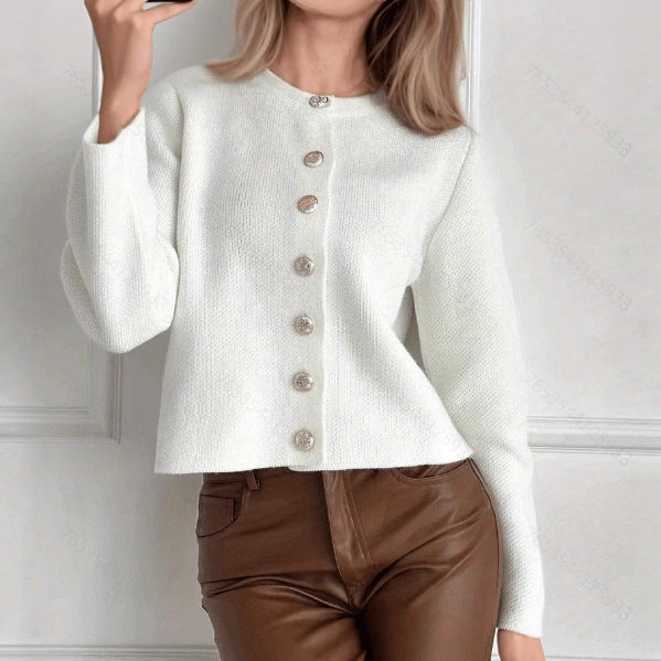 Autumn and Winter Long-Sleeved Single-Breasted Cardigan Européen Et américain Pure
