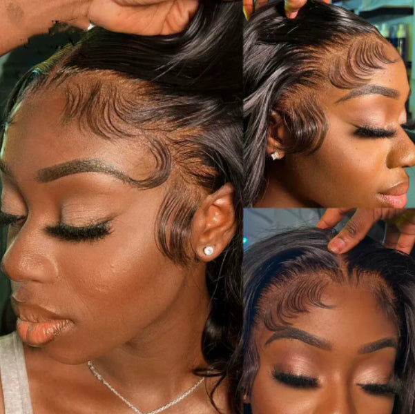 Vague du corps 4x4 Dentelle transparente Avant Bob Perruque 13x4 Cheveux humains