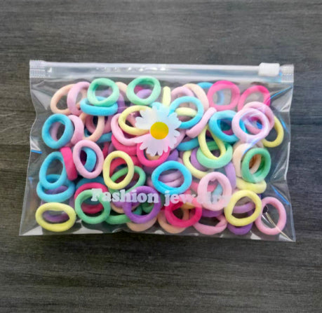 100 Sacs Sans couture Serviette pour enfants Anneau tresses Ne pas nuire cheveux Candy Couleur Rin