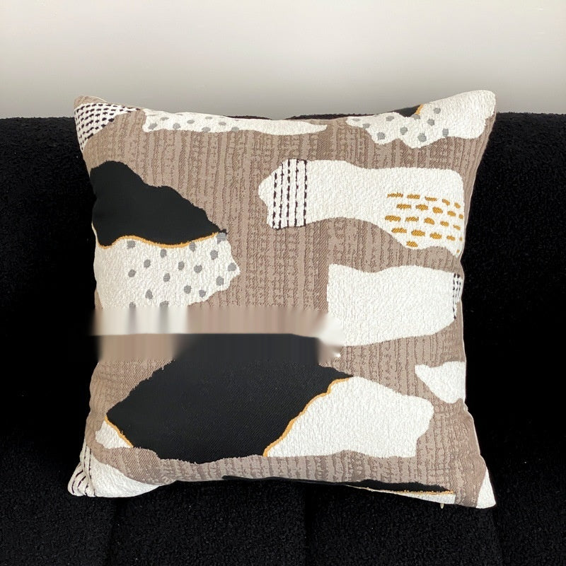 Manzhen Nordic Skin-Tone Woven Jacquard Rétro Résumé Canapé Coussin