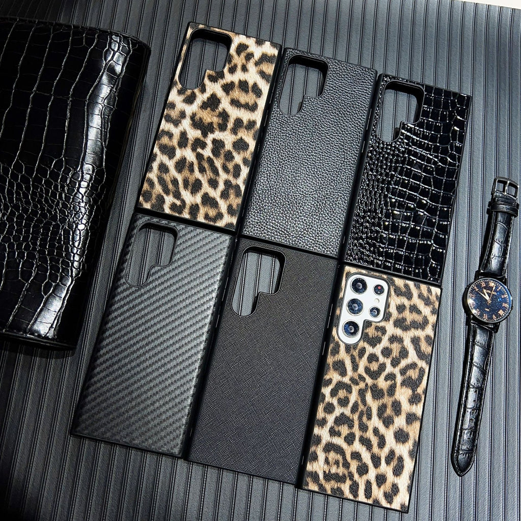 Boîtier de protection de téléphone portable noir simple en cuir d'affaires