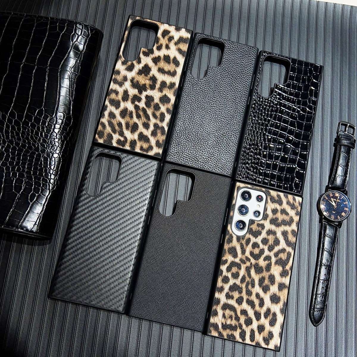 Boîtier de protection de téléphone portable noir simple en cuir d'affaires
