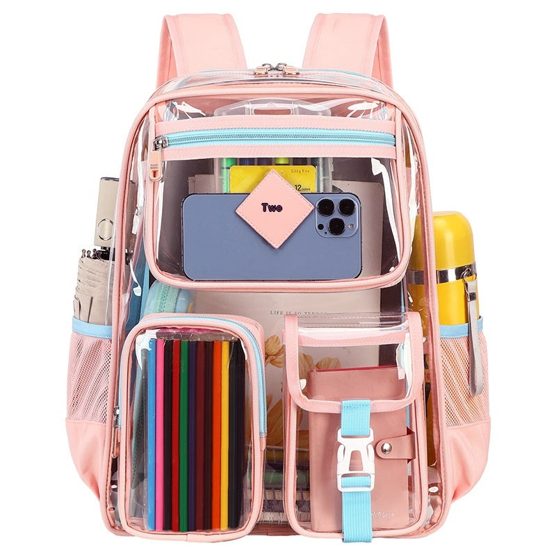 Sac transparent Sac d'école primaire étanche Sac d'école pour l'école secondaire