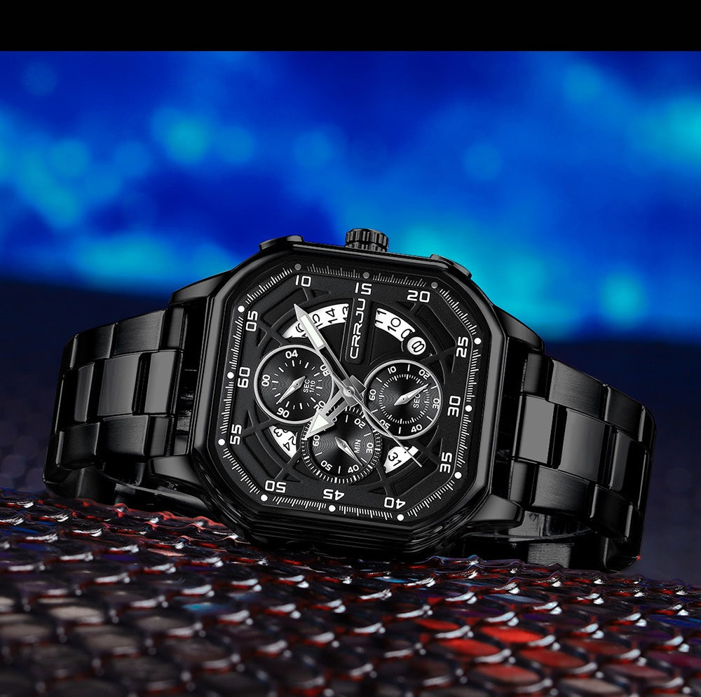 Waterproof Square Couple Multifunctional Calendar Steel-Strap Fashion Watch