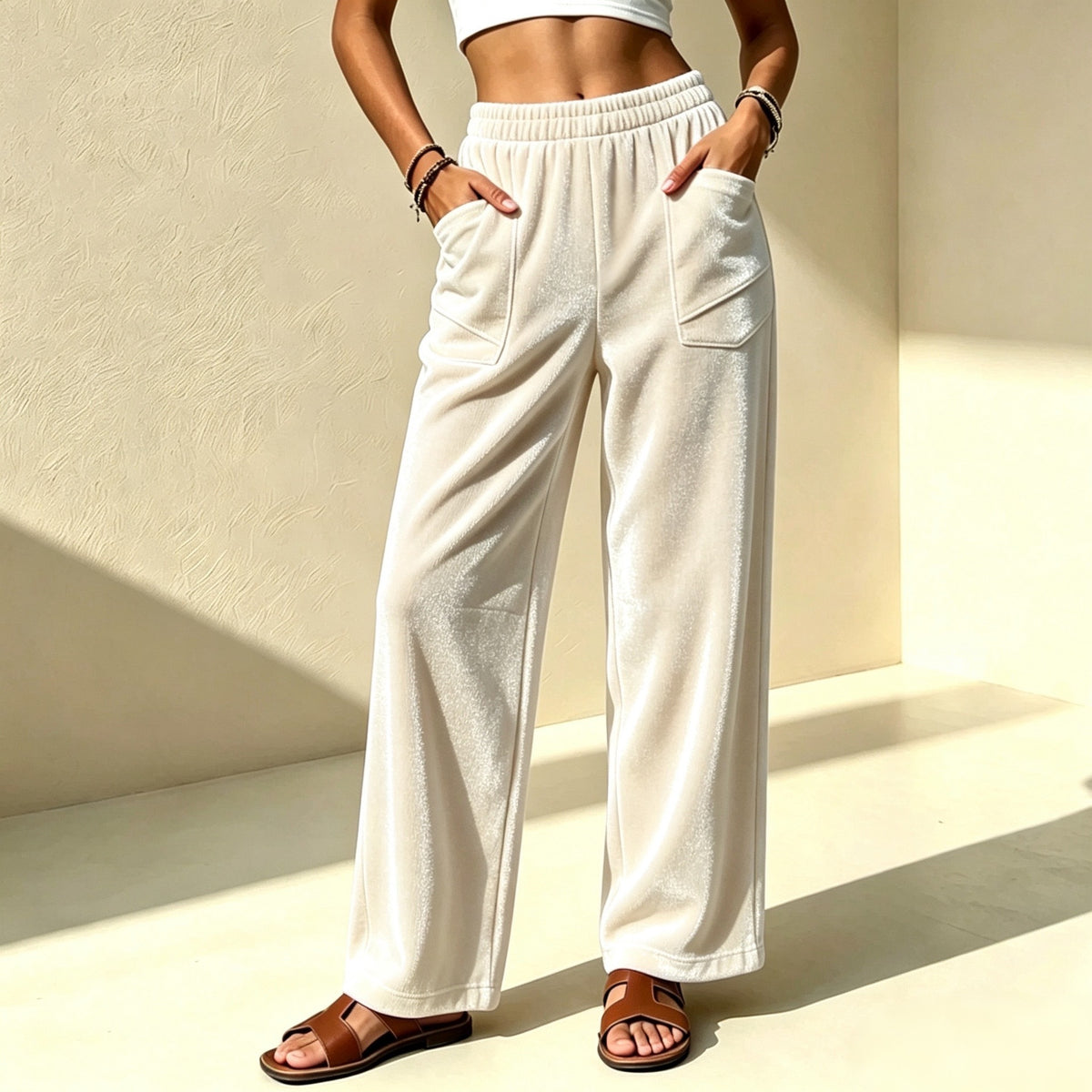 Pantalon casual large-jambe de slim-fit