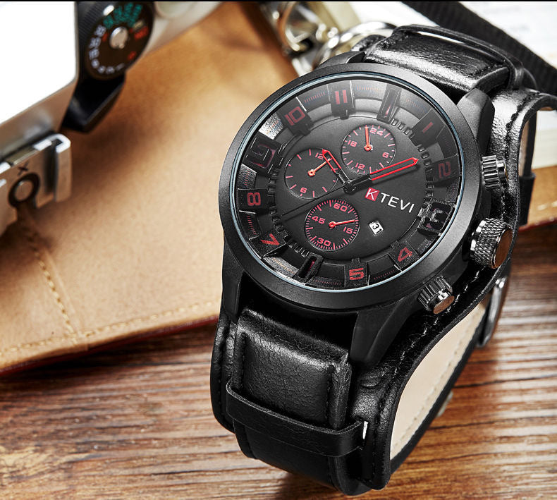 Hommes Trendy Coréen style montre de sport avec un grand cadran gras pour les étudiants
