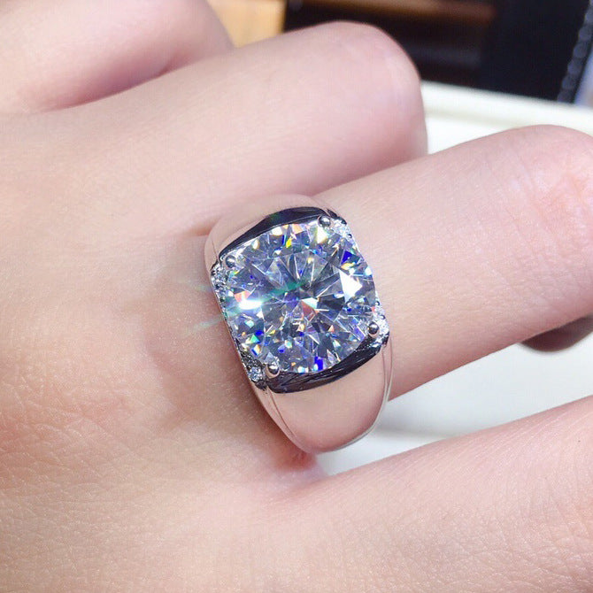 Hommes 5 Karat Huit coeurs et huit flèches plaqué PT950 Simulation Moissanite Anneau ouvert
