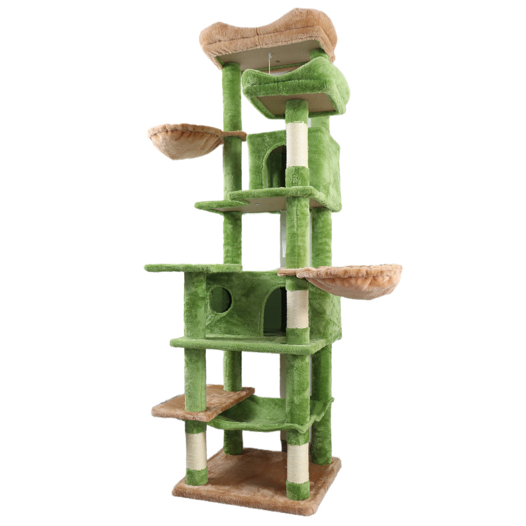 68in Grand arbre de chat vert multi-niveaux avec hamacs