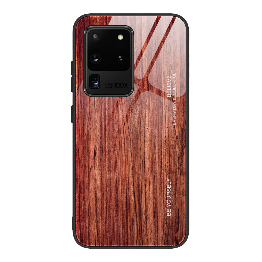Boîtier de téléphone en verre trempé grain de bois