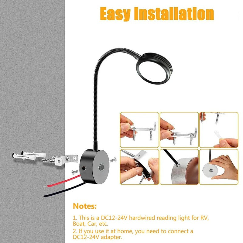 12V LED Touch Dimmable USB Spot Lecture lumière camping-car Campervan Caravan Boat