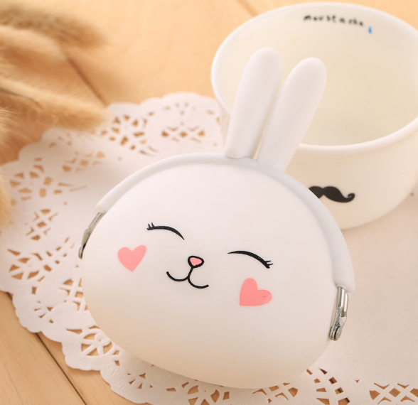Cartoon gel de silice zéro sac à main Coréen adorable lapin zéro sac à main bonbons couleur sac à clé