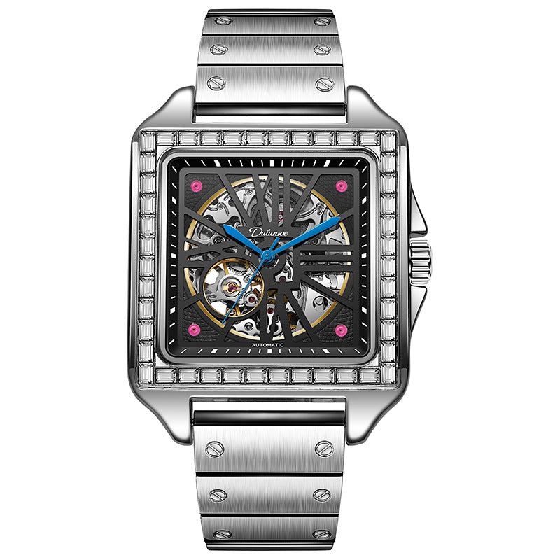 Automatic square diamond design watch
