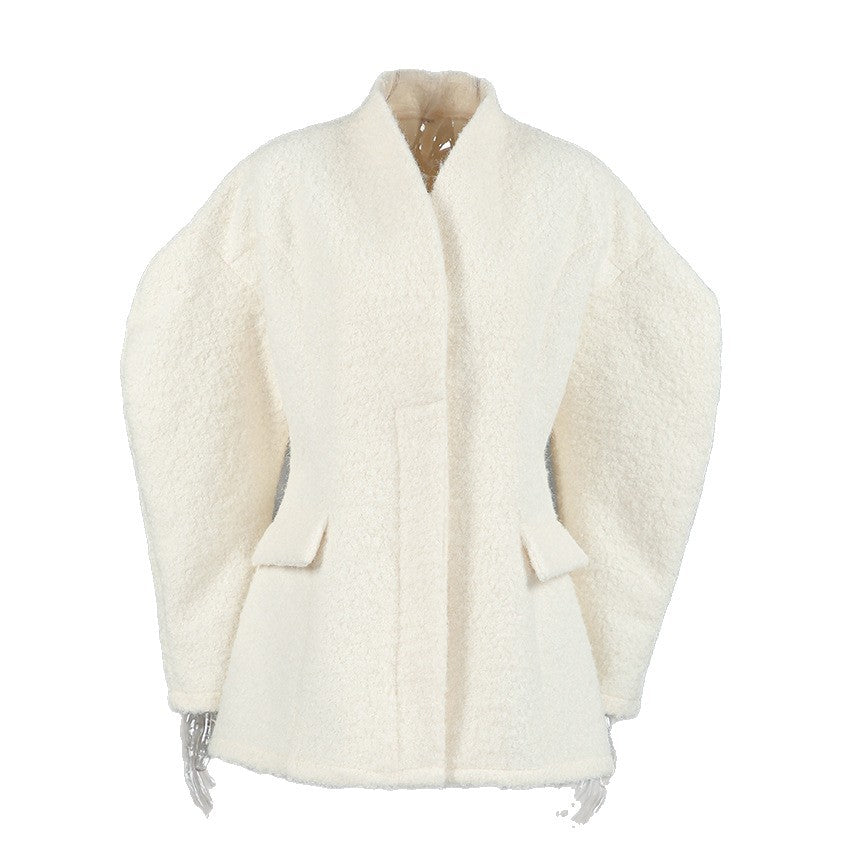 Hiver Designer style Relaxed-fit Stand-collar Veste mi-longueur