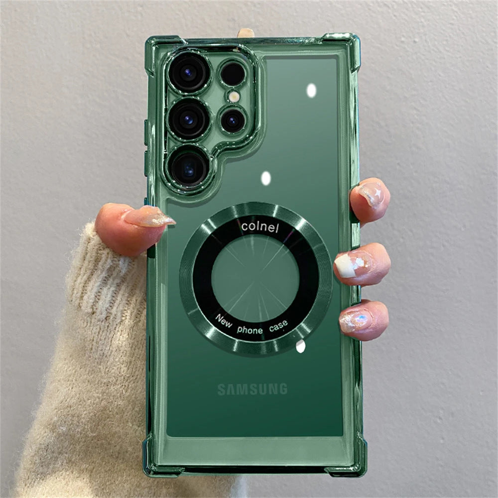 Cas de téléphone Aspiration magnétique Airbag Electroplating transparent
