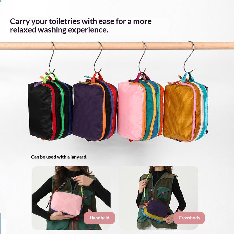 Stockage pliable Brodé Couleur-Block Crossbody Sac de maquillage