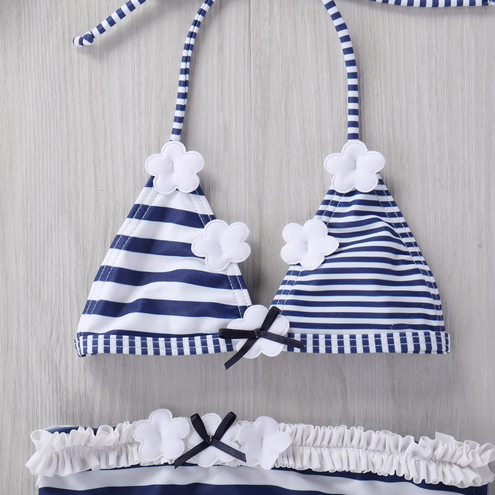 Maillot de bain en dentelle rayée bébé