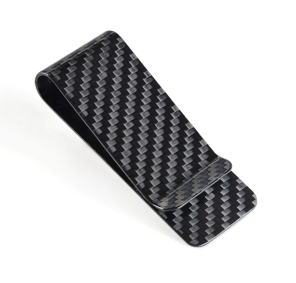 Clips d'argent en fibre de carbone véritable minimaliste