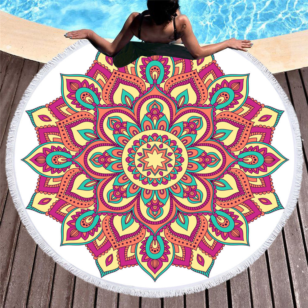 Serviette de plage ronde en microfibre