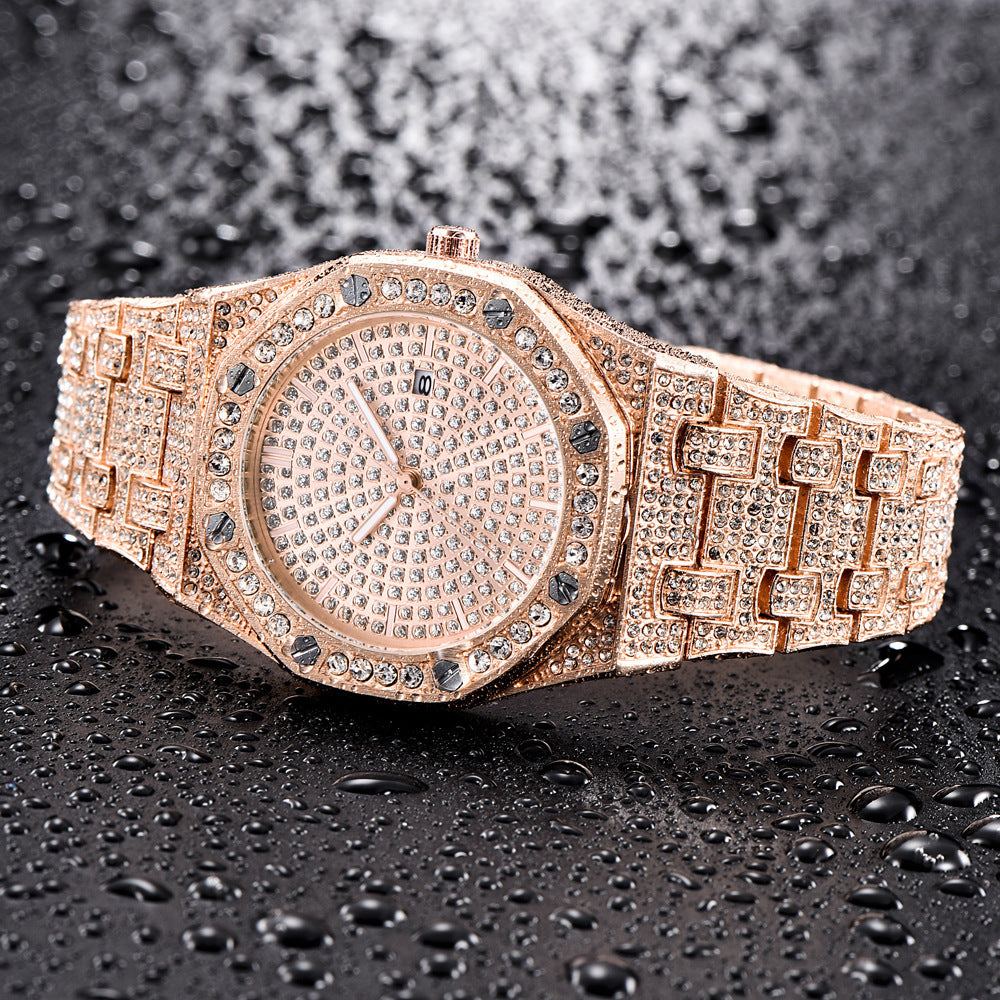 Montre quartz en alliage d'acier de mode