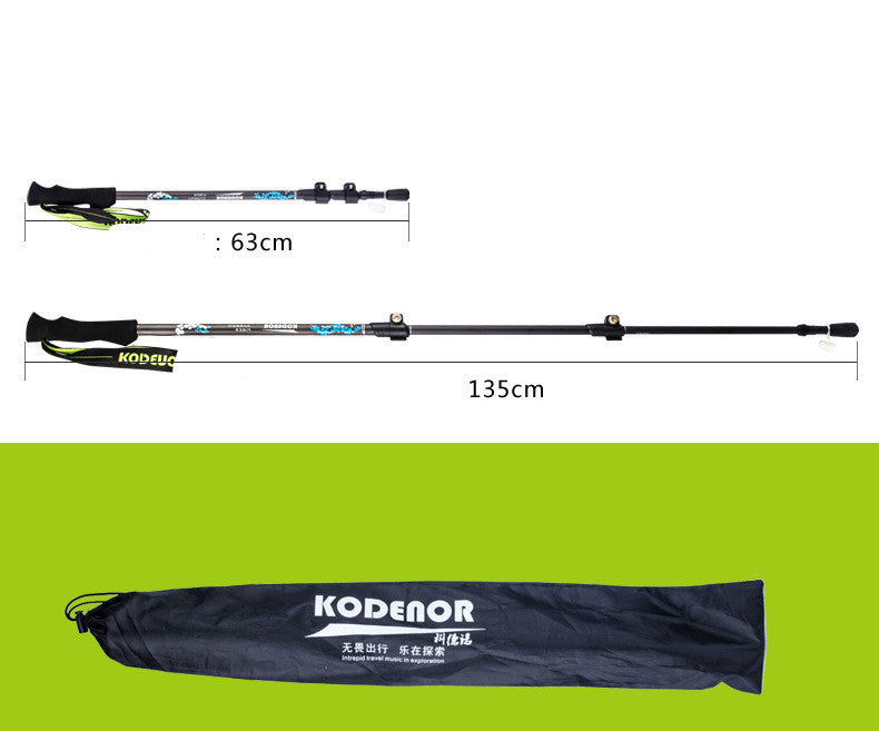 Barre de trekking pliante à trois sections télescopiques en fibre de carbone