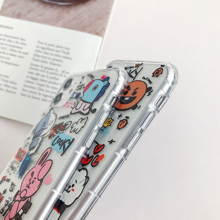 Caricature ours et lapin téléphone portable cas