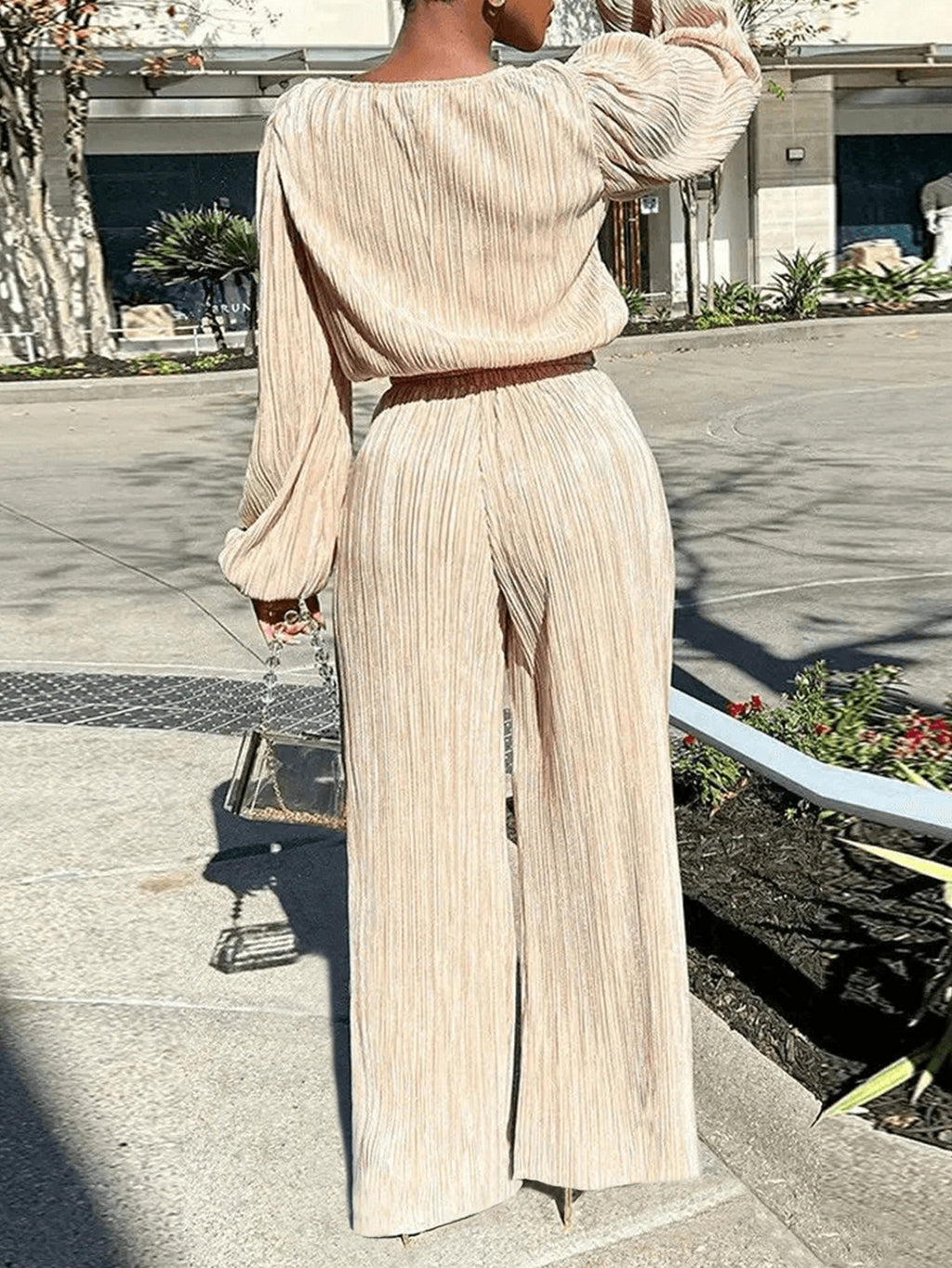 Pantalons à pattes droites ajustés et ensemble à manches longues