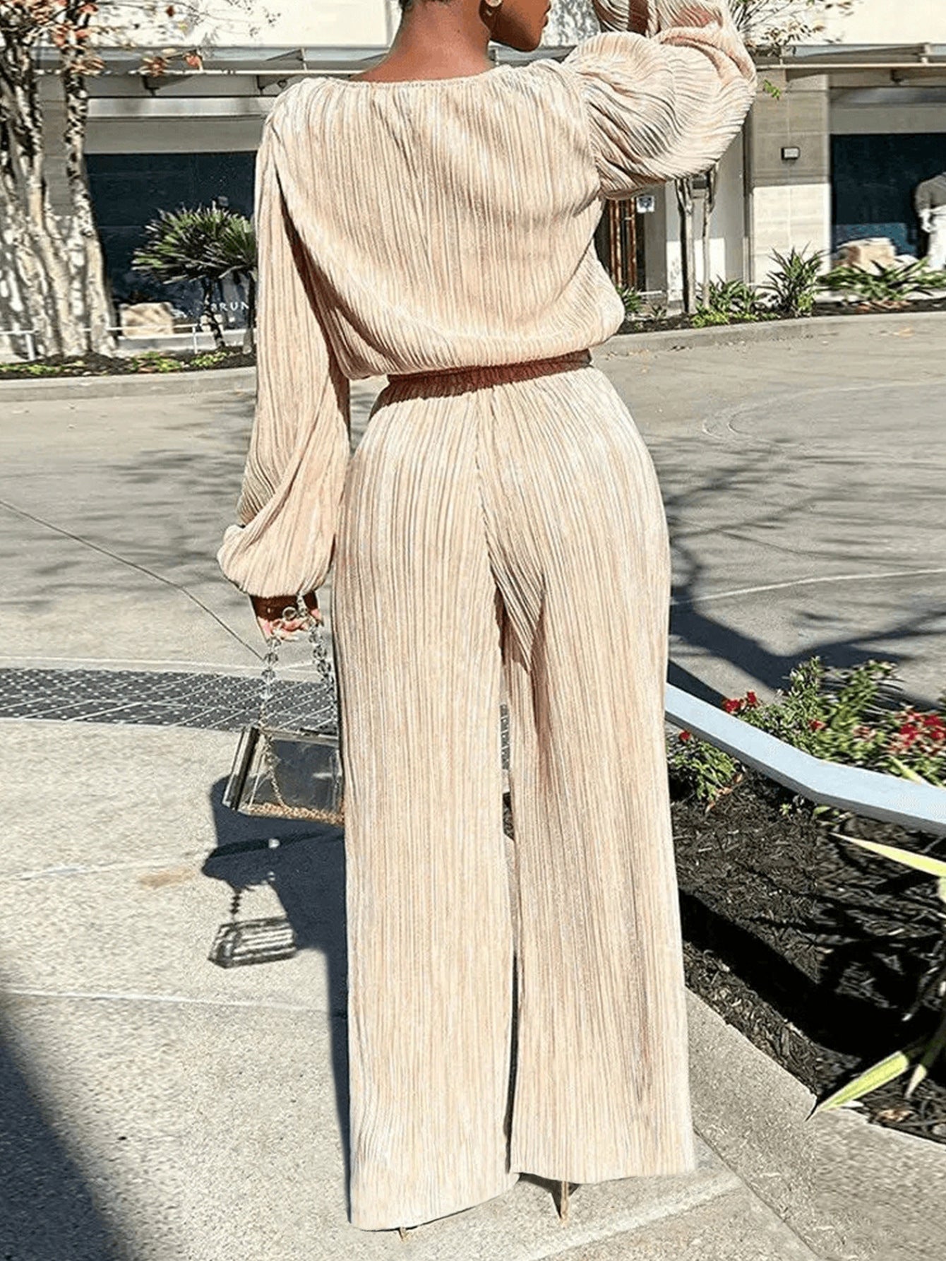 Pantalons à pattes droites ajustés et ensemble à manches longues