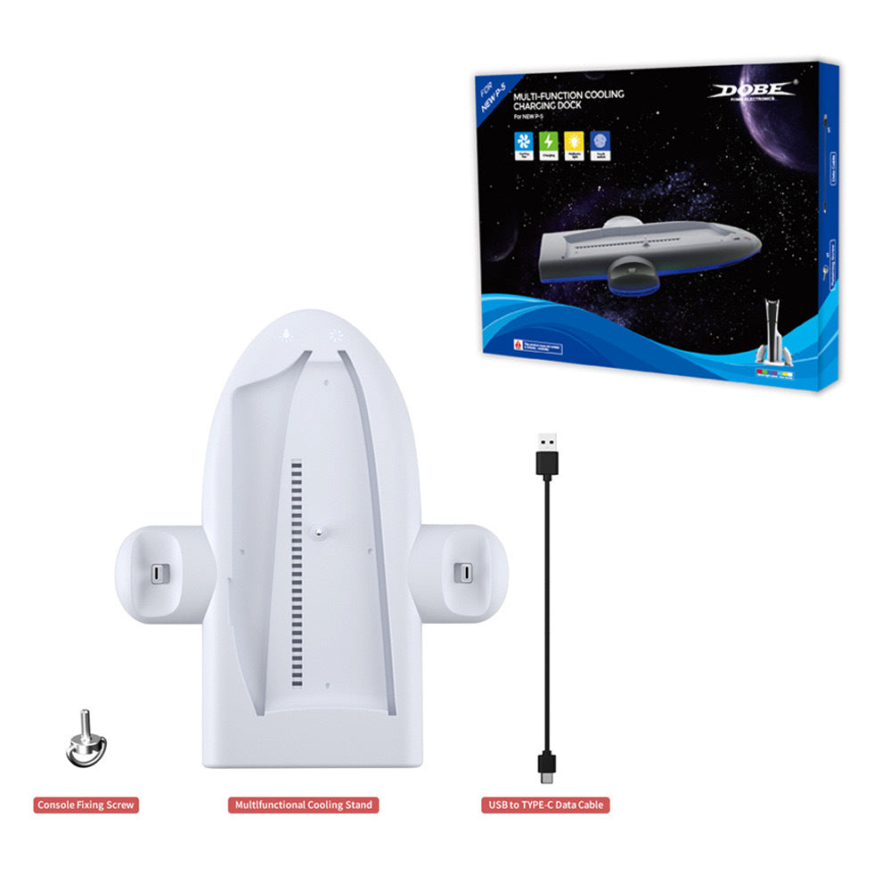 Host Multi-fonction Cooler Pad Fan PS5 Poignée Chargeur fixe Courroie RGB Colorful Amb