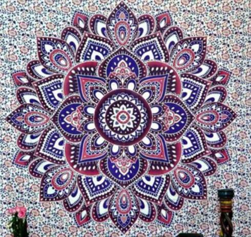 Indien Mandala Tapestry Vert Bleu Fleur Belle tapisserie murale 210x150cm Couverture de lit