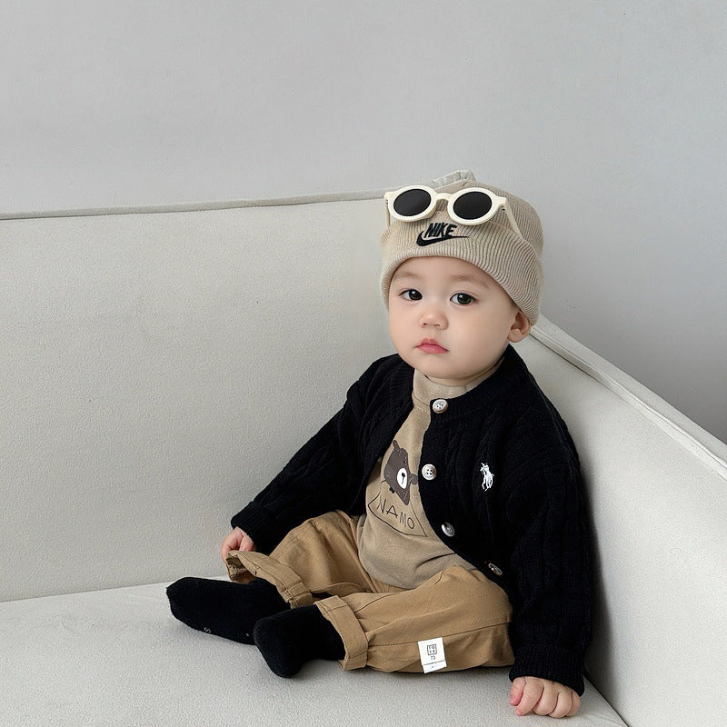 Chandail à la mode brodé casual tricoté Cardigan enfants
