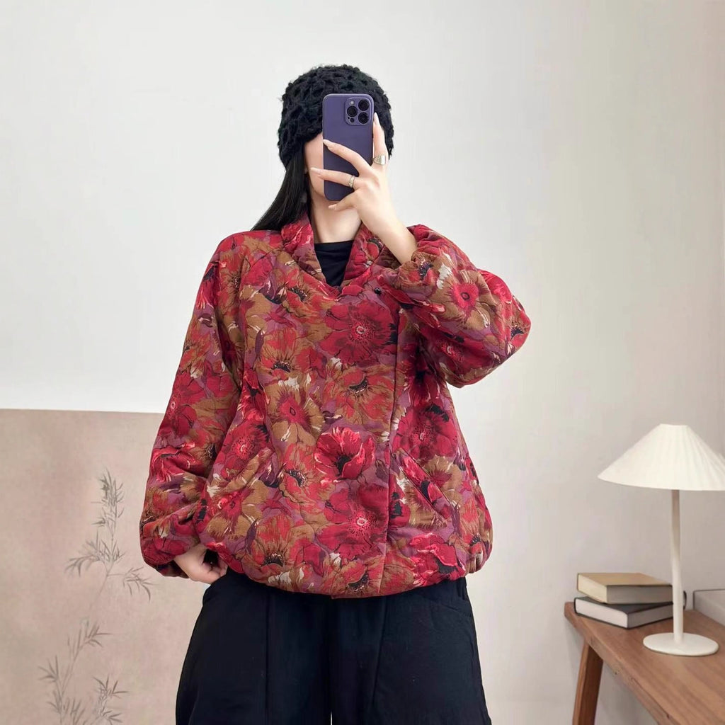 Coton rembourré Coat imprimé Cardigan Casual Top