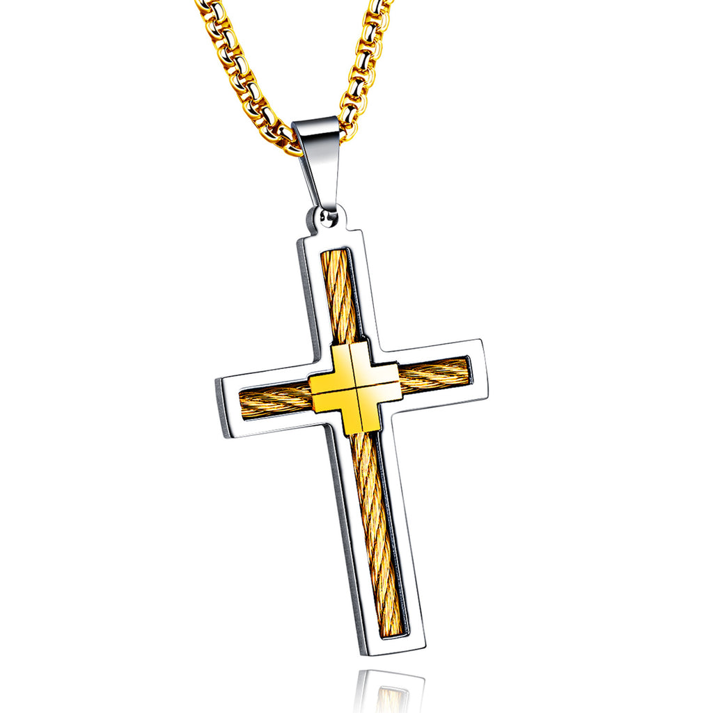 Collier pour hommes en fil d'acier de titane