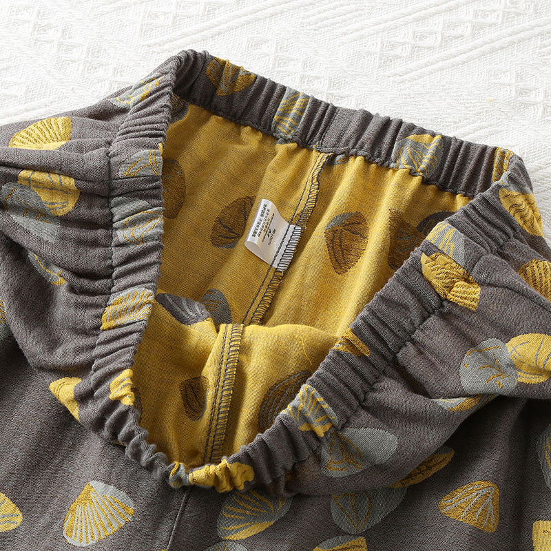 Pure Cotton Double couche Sheer Homme manches longues Jacquard Pajama Set