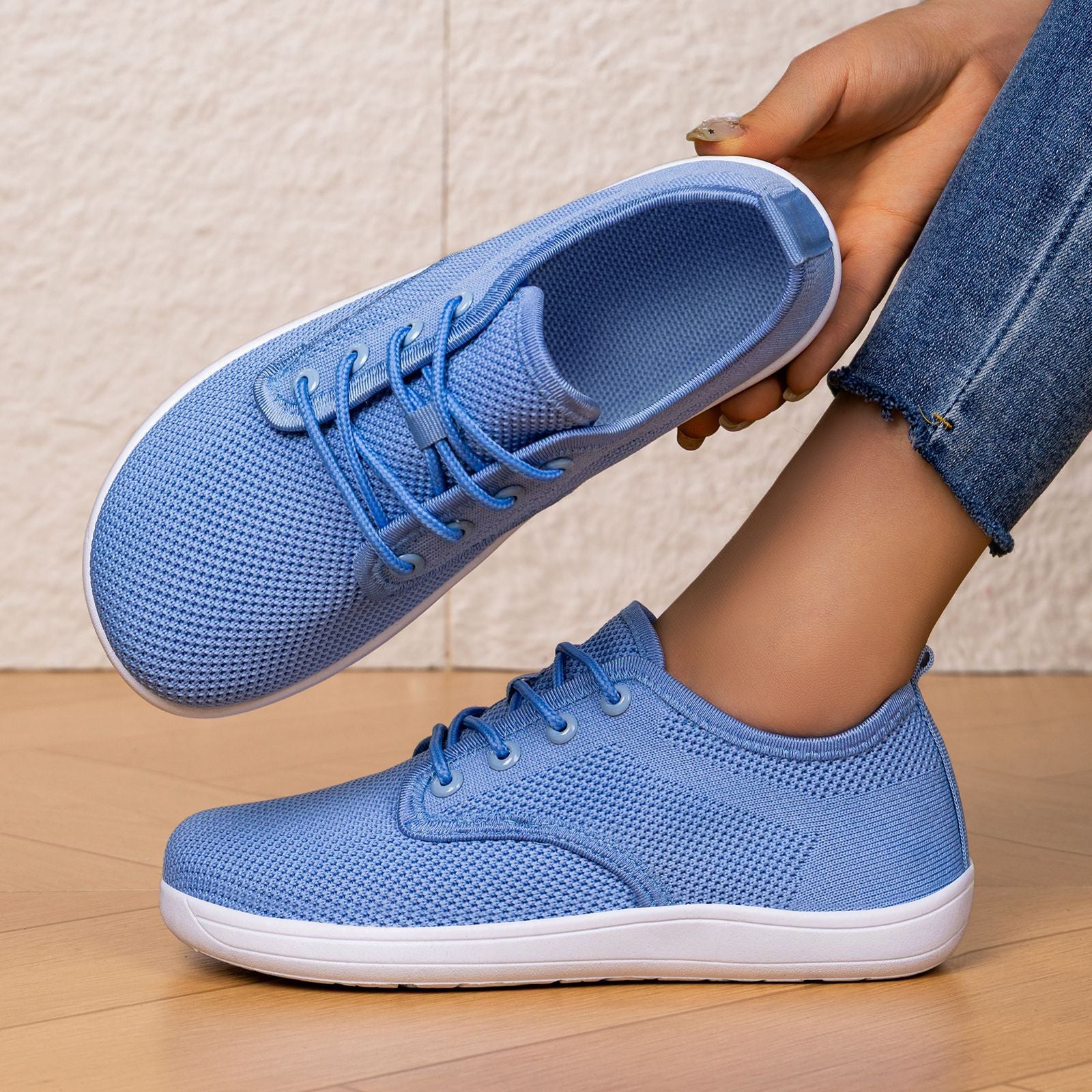 Chaussures Casual Solid Color Flyknit Breathable Large Toe Box