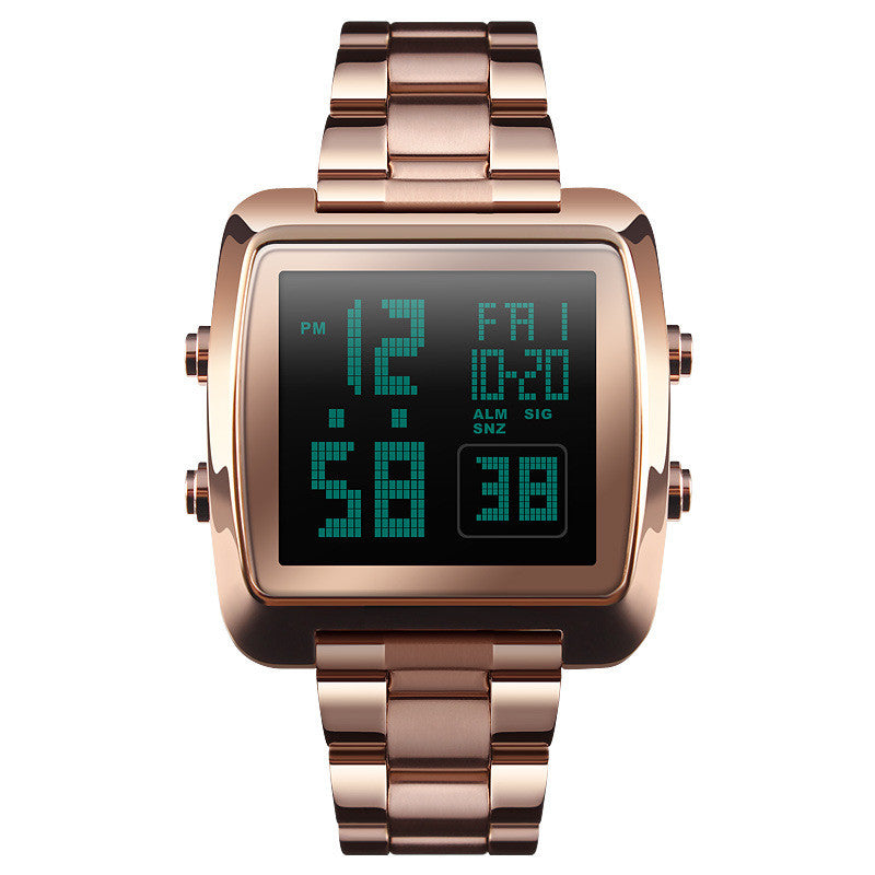 9 Montre électronique de sport homme de mode imperméable ceinture en acier inoxydable