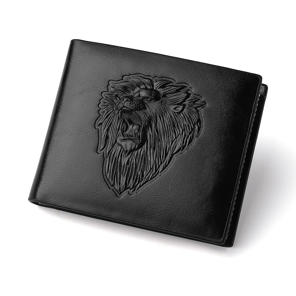 Zipper pour hommes Wallet Lion modèle Embossed Animal