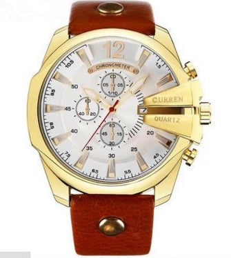 Montre homme à trois yeux décorée en grand cadran mode