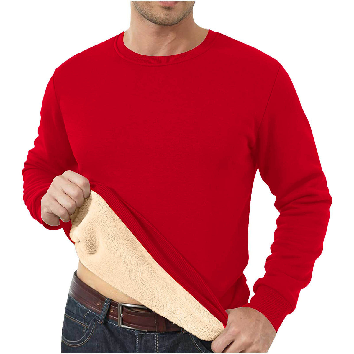 Amazon Autumn and Winter Sweatshirt Hommes Velvet Rond Col Solide Couleur Loose Thermal Unde