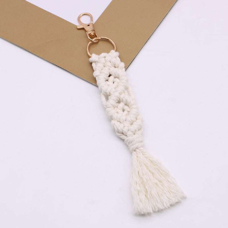 Chaîne de coton tissé à la main Tassel Porte-clés voiture porte-clés sac pendentif ornements