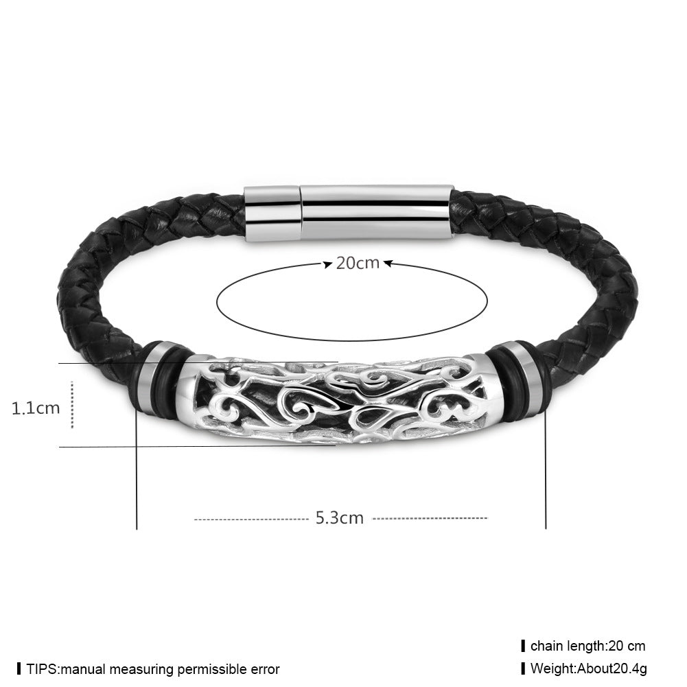 Bracelet en cuir en acier inoxydable punk