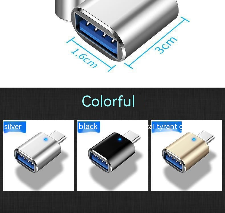 Type-c vers Usb30 USB avec indicateur léger téléphone mobile souris carte son carte de téléphone