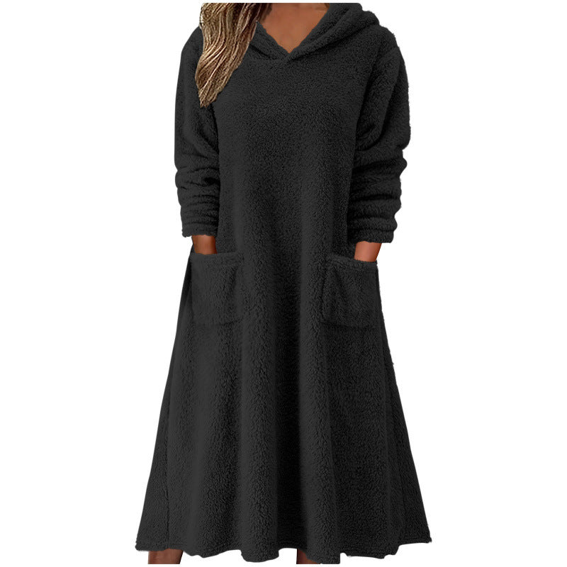 Robe à capuche à manches longues décontractée