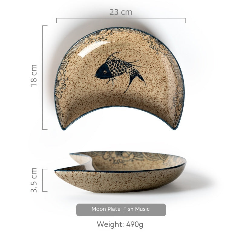 Ustensiles de table de plateau de lune en céramique de ménage