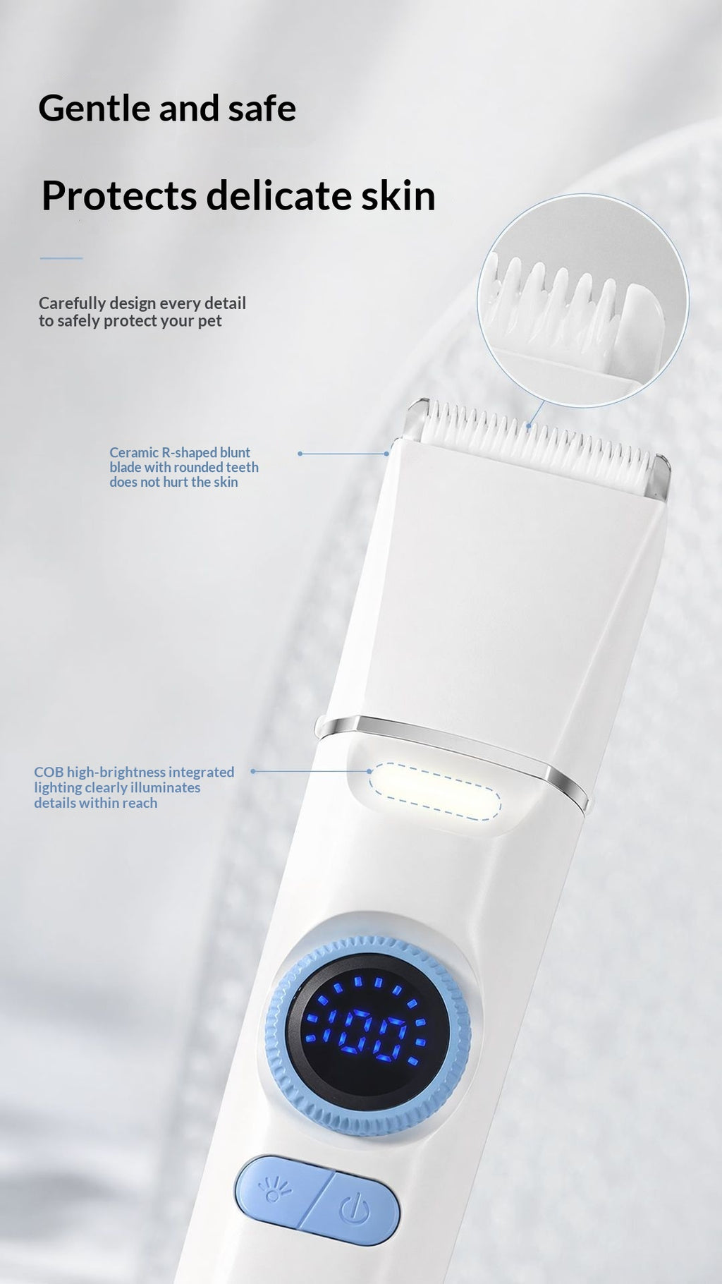 Clipper électrique pour animaux de compagnie avec affichage numérique