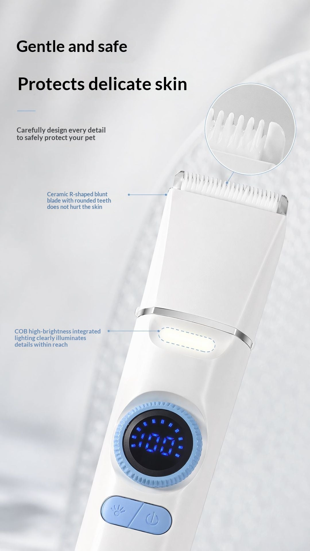 Clipper électrique pour animaux de compagnie avec affichage numérique